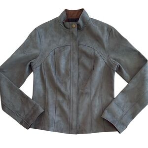 WOMENS MOCHA / OLIVE GREEN REVERSIBLE CLASSIC BOHO MOTO FULL ZIP JACKET SIZE MED